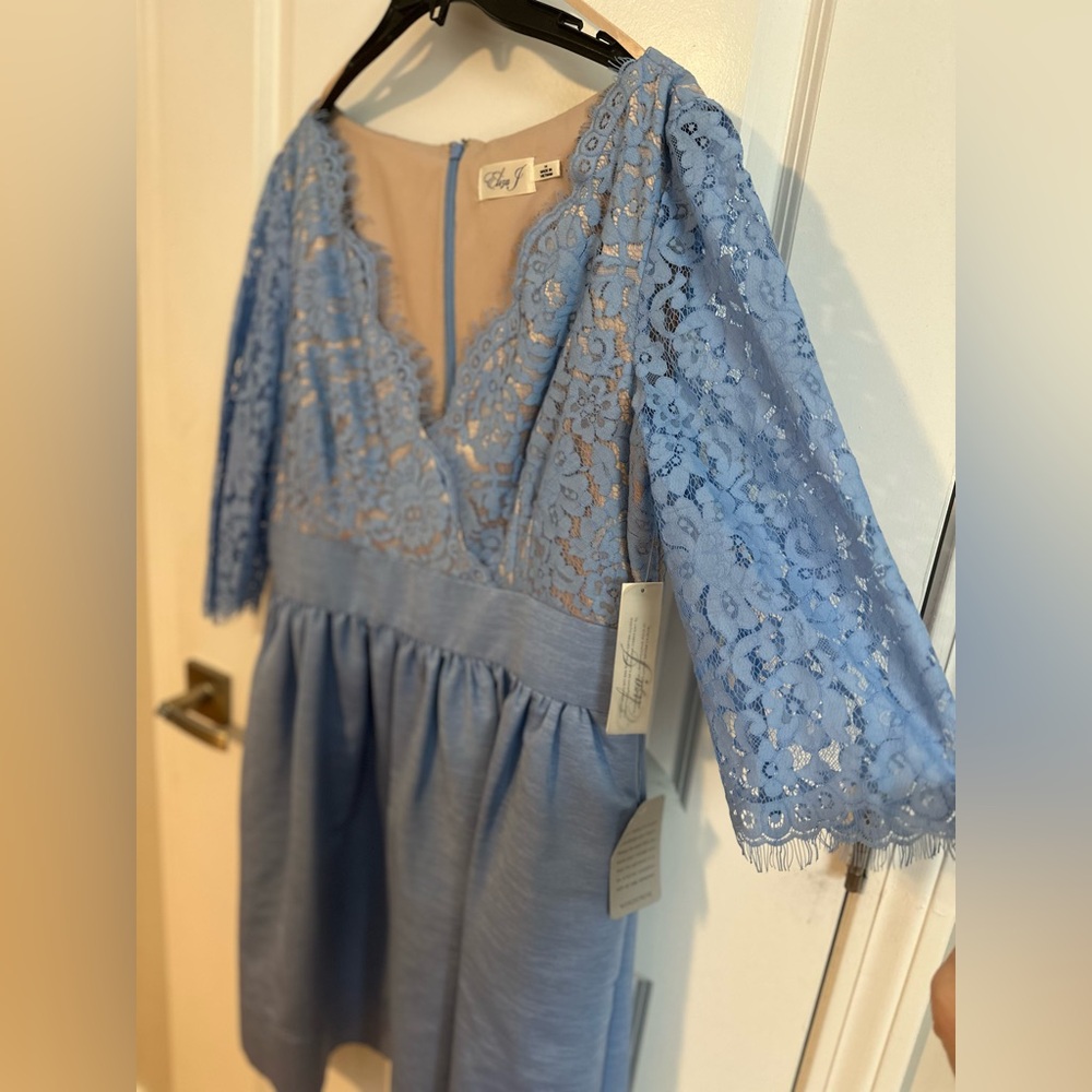 Eliza J Blue Lace Fit and Flare Dress- Never worn! Size 14- has pockets! - Picture 2 of 3